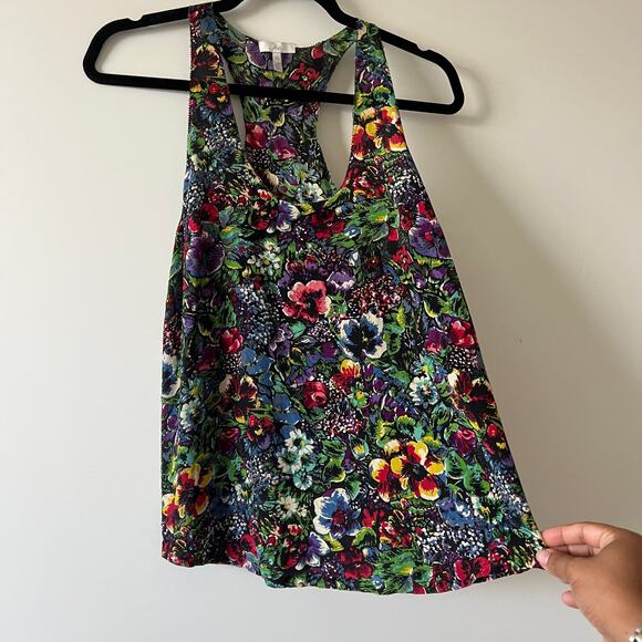 Joie Rainbow Floral Flowy Silk Tank Top Womens XS Hippie Boho Psychedelic - Picture 2 of 14